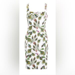 Versace Strapless Dress with Peacock and Butterfly Print 38 2 Small $890